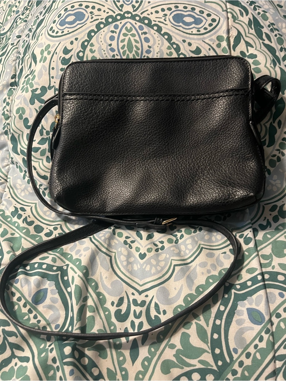 Everyday Black Pebbled Leather Crossbody Bag - Women's Shoulder Purse